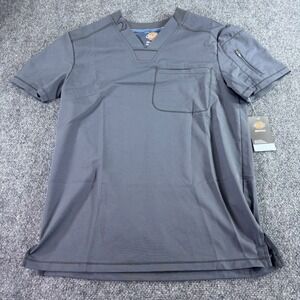 Dickies Dynamix Scrub Top Mens XS Pewter Grey V-Neck Stretch DK610 NWT Medical